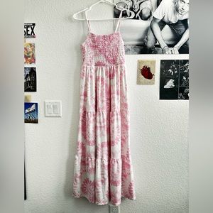 Pink tye dye Maxi dress Lightly worn with Srunched top